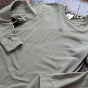 ADIDAS I Lightweight French Terry Olive Green Crewneck Sweatshirt, M